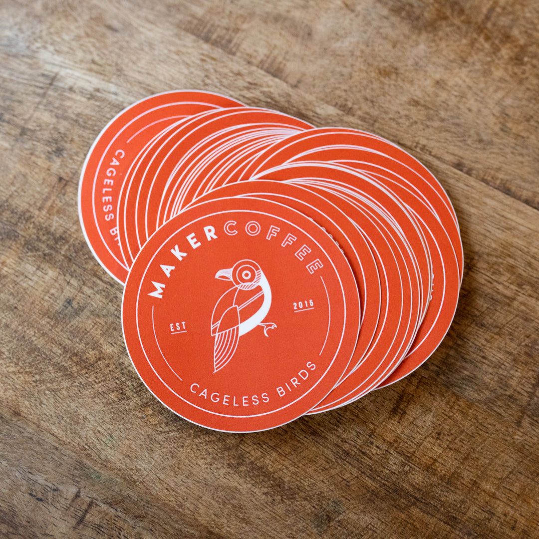 Maker Coffee Logo Sticker – Cageless Birds